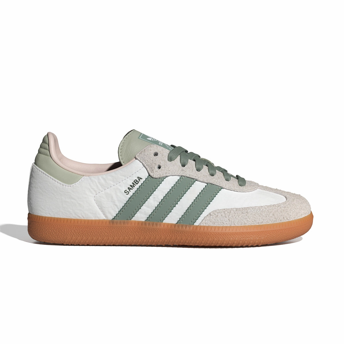 Wmns Samba OG 'White Silver Green' Adidas Shoes Without Laces