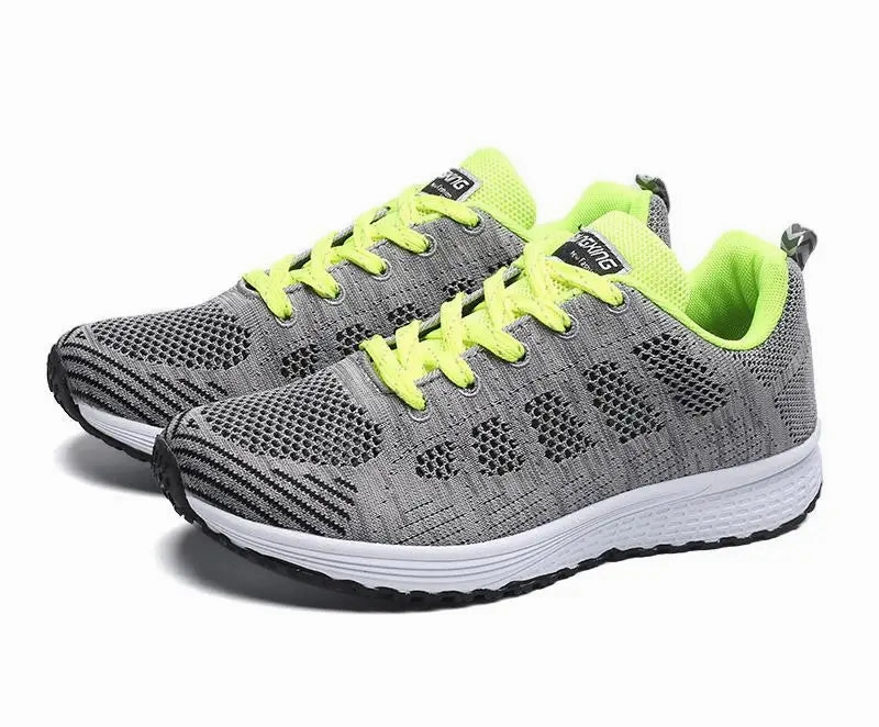Women Casual Shoes Fashion Breathable Walking Mesh Flat Shoes Sneakers Women 2021 Gym Vulcanized Shoes White Female Footwear Leather Lace Up Flat Shoes