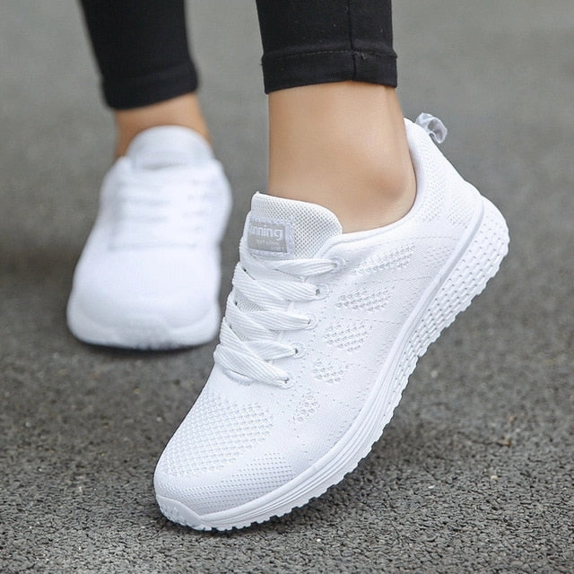Women Casual Shoes Fashion Breathable Walking Mesh Flat Shoes Woman White Sneakers Women 2022 Tenis Feminino Female Shoes Abella Shoes Flats