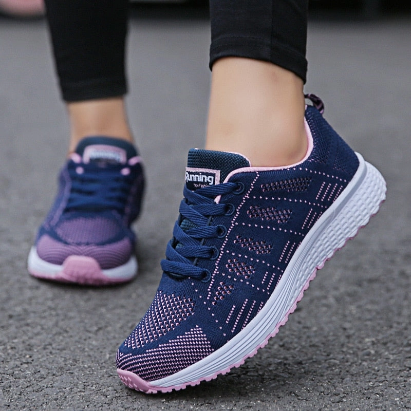 Women Casual Shoes Fashion Breathable Walking Mesh Flat Shoes Woman White Sneakers Women 2022 Tenis Feminino Female Shoes Good Workout Shoes For Flat Feet