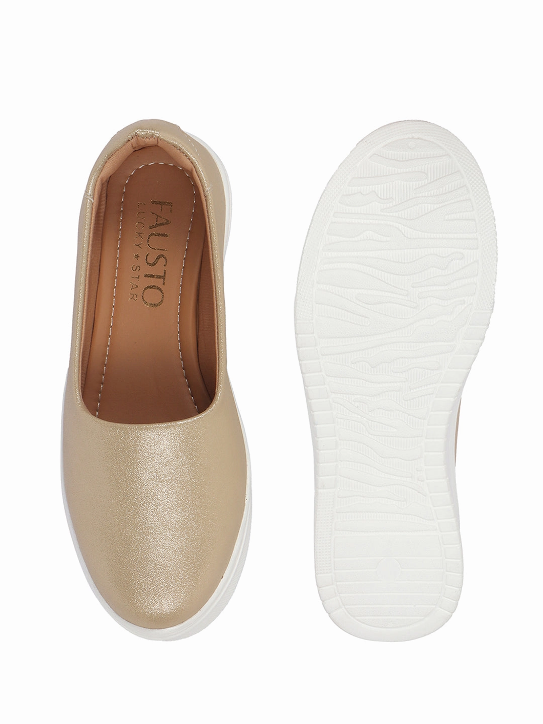 Ecco Jeremy Plain Toe Derby Casual Shoes Women Golden Height Enhancer Lightweight Glitter Slip On Shoes|Memory Cushion Insole|Party Slip On All Season Casual Shoe