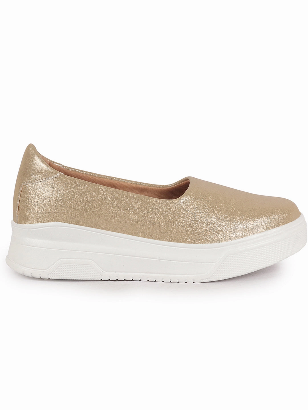 Women Golden Height Enhancer Lightweight Glitter Slip On Shoes|Memory Cushion Insole|Party Slip On All Season Casual Shoe Dxl Casual Shoes