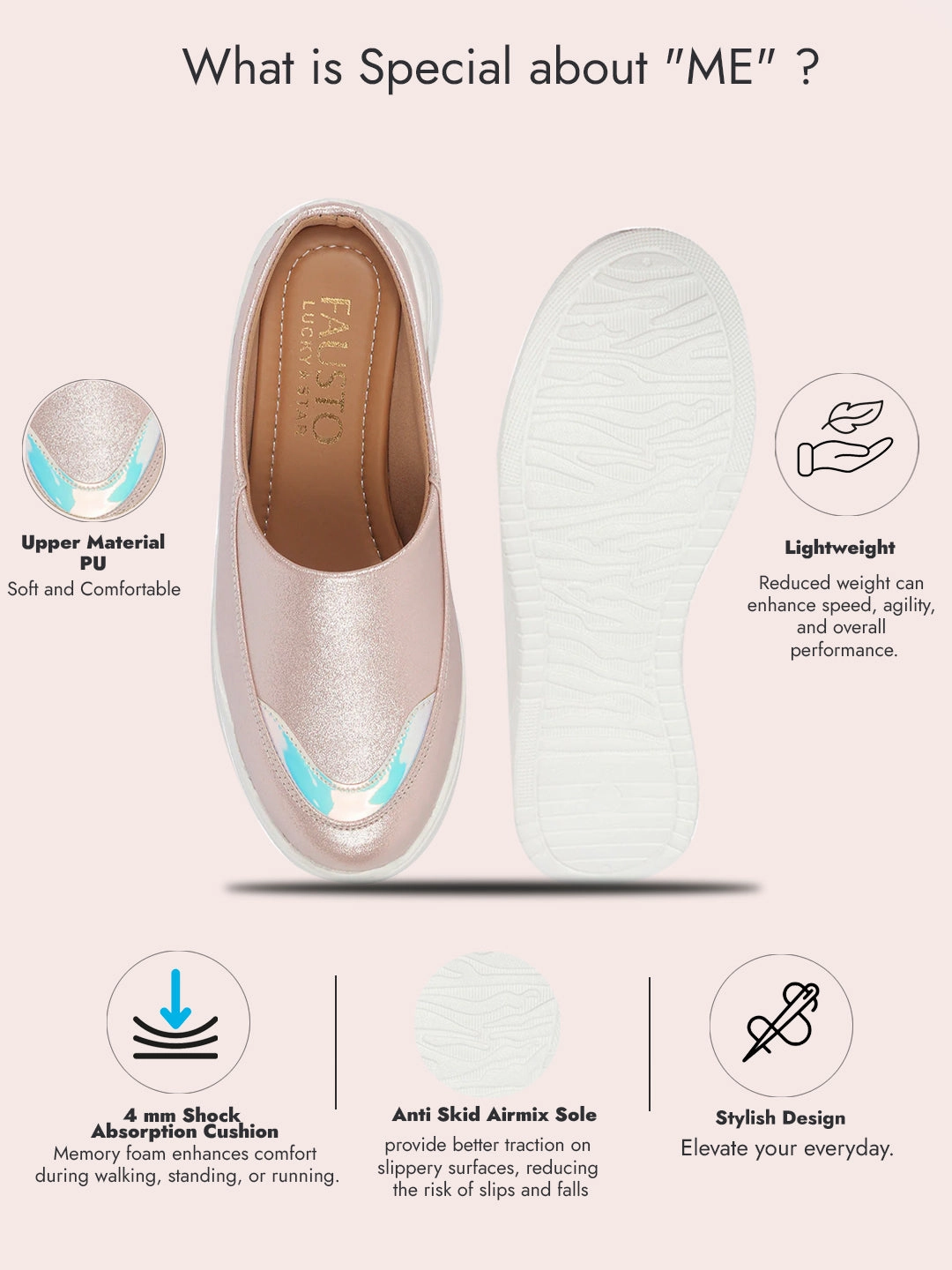 Women Pink Classic Height Enhancer Embellished Back Open Slip On Mule Shoes|All Season Casual Slip On Shoe On Shoes Business Casual