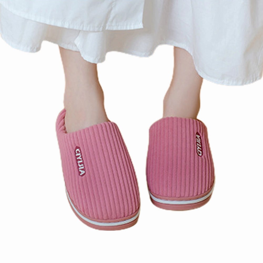 Women Plush Slippers Thick Sole Warm Shoes Home Slippers Pink Alpine Slippers