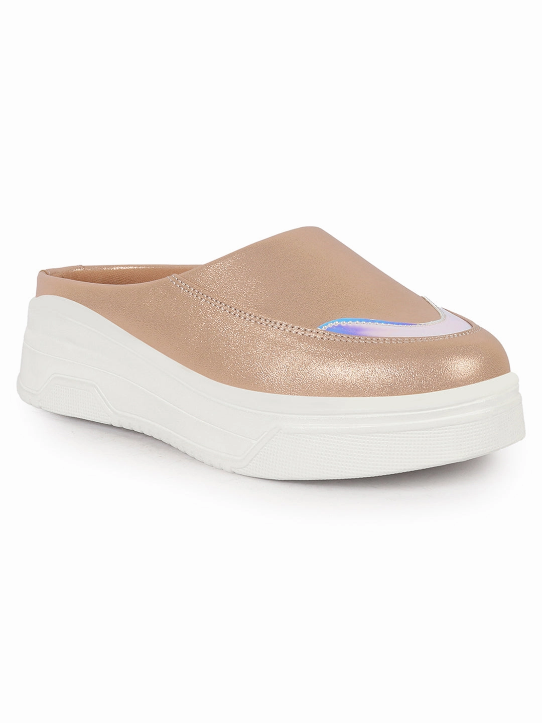 Women Rose Gold Classic Height Enhancer Embellished Back Open Slip On Mule Shoes|All Season Casual Slip On Shoe Casual Shoes To Style With A Suit