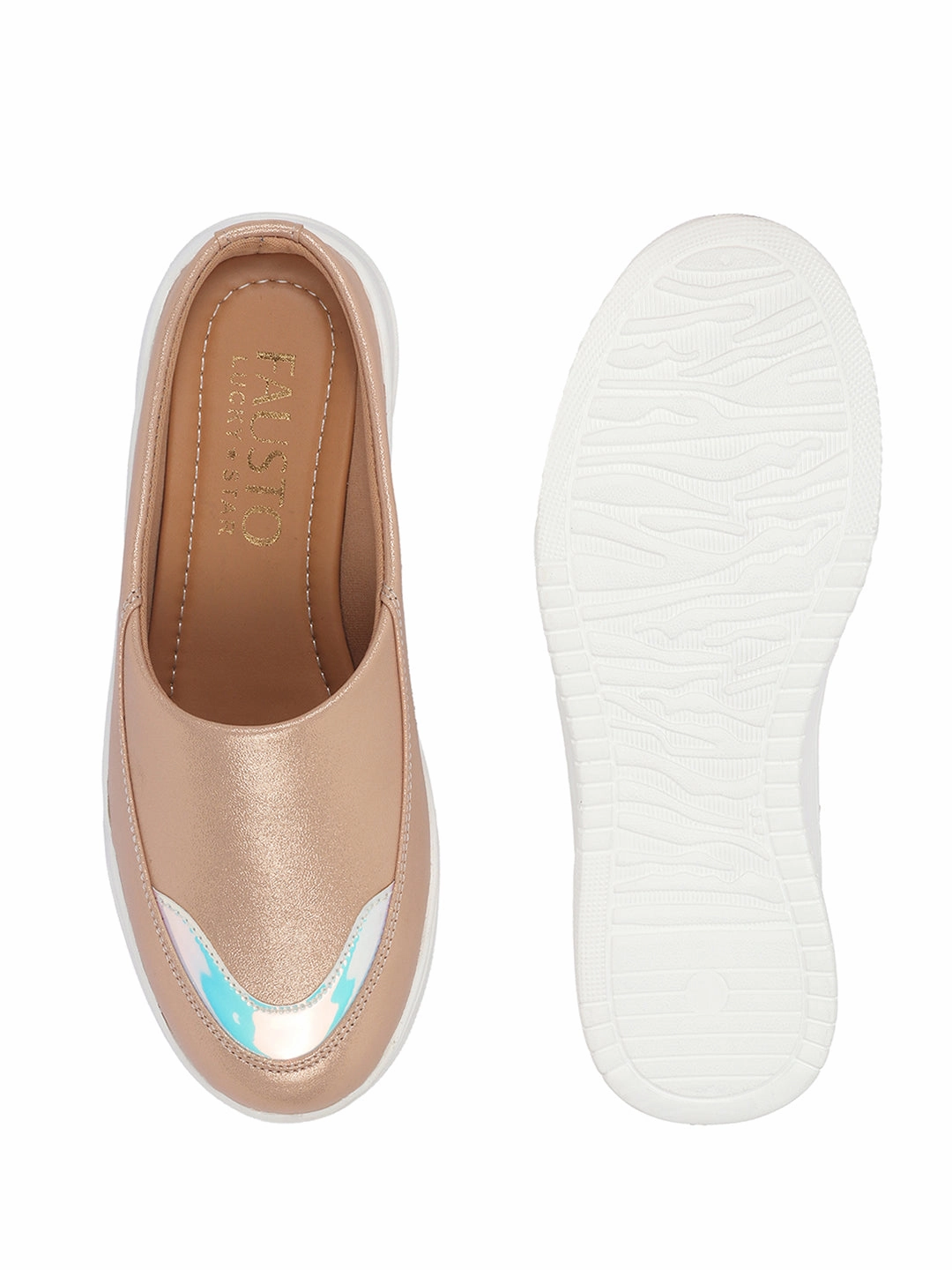 Size 10.5 Slip On Width Wide Casual Shoes Women Rose Gold Classic Height Enhancer Embellished Back Open Slip On Mule Shoes|All Season Casual Slip On Shoe