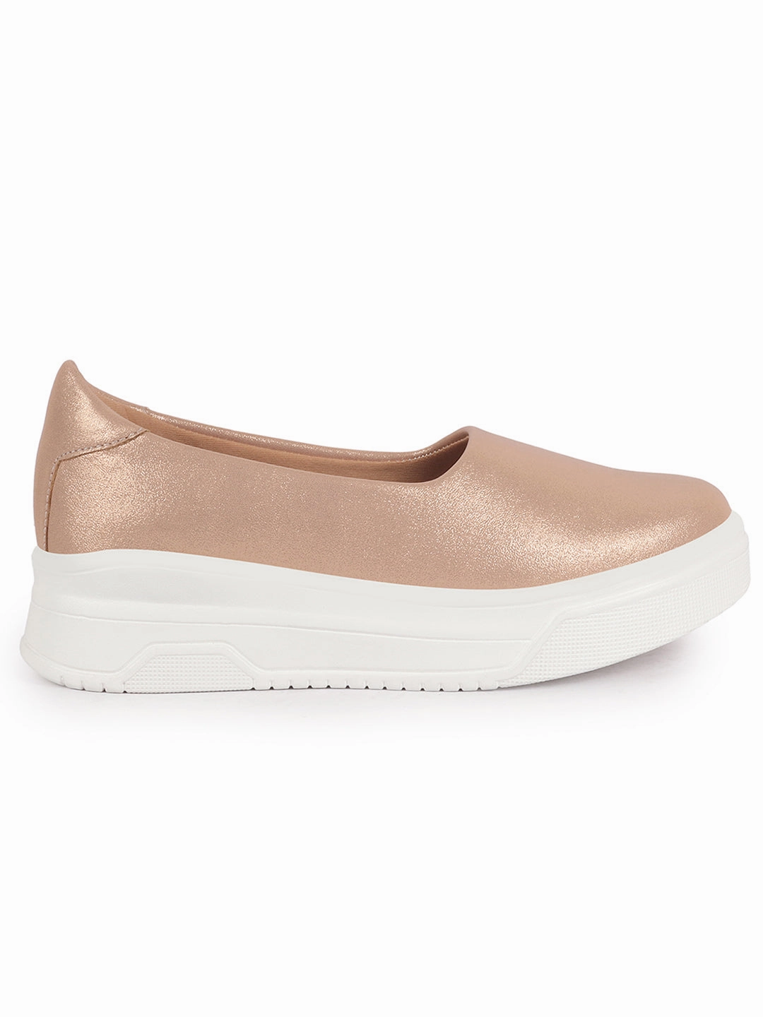 Women Rose Gold Height Enhancer Lightweight Glitter Slip On Shoes|Memory Cushion Insole|Party Slip On All Season Casual Shoe Runs Casual Shoes
