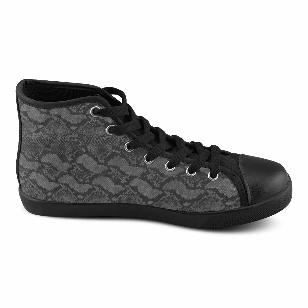 High Heel Repair Kit Women's Big Size Black Snake Print High Top Canvas Shoes
