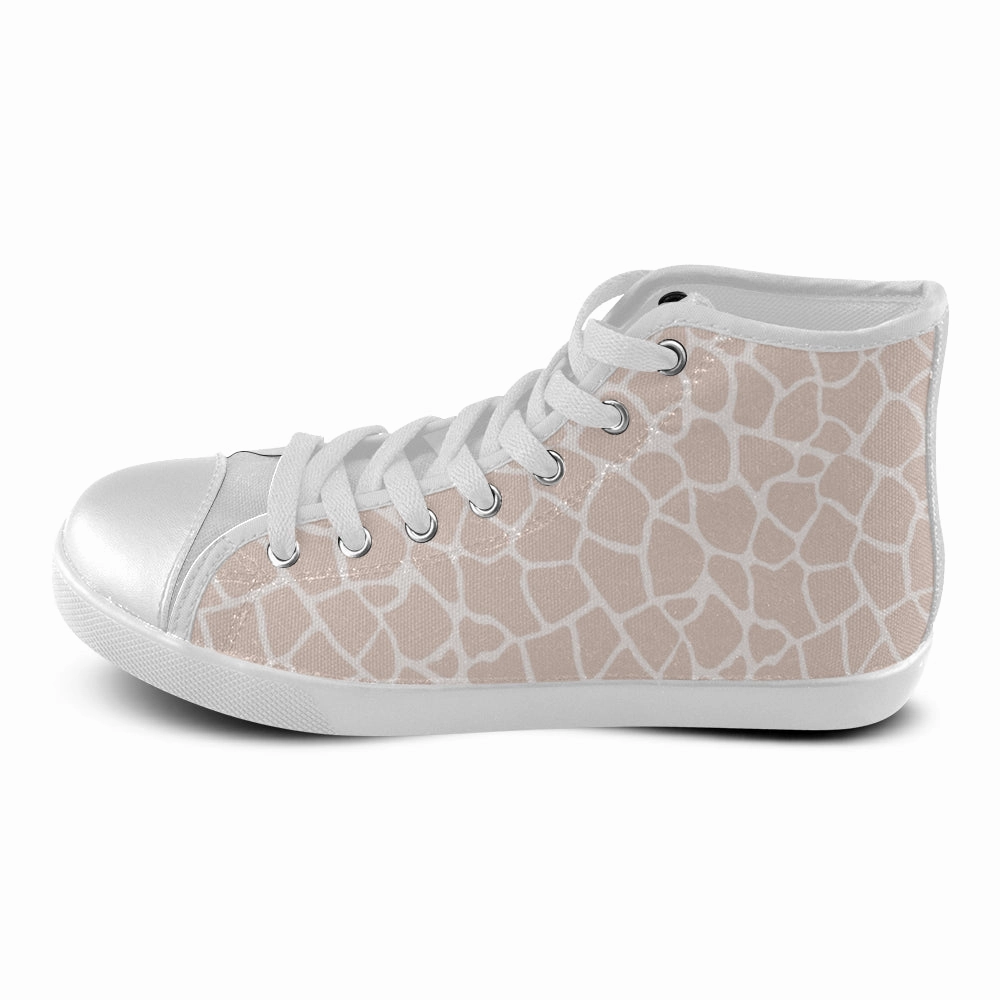 High Heels Wallpaper Women's Big Size Pink Giraffe Print High Top Canvas Shoes