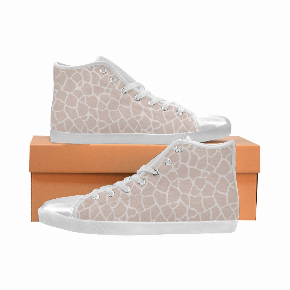 High Heels Illustration Women's Big Size Pink Giraffe Print High Top Canvas Shoes