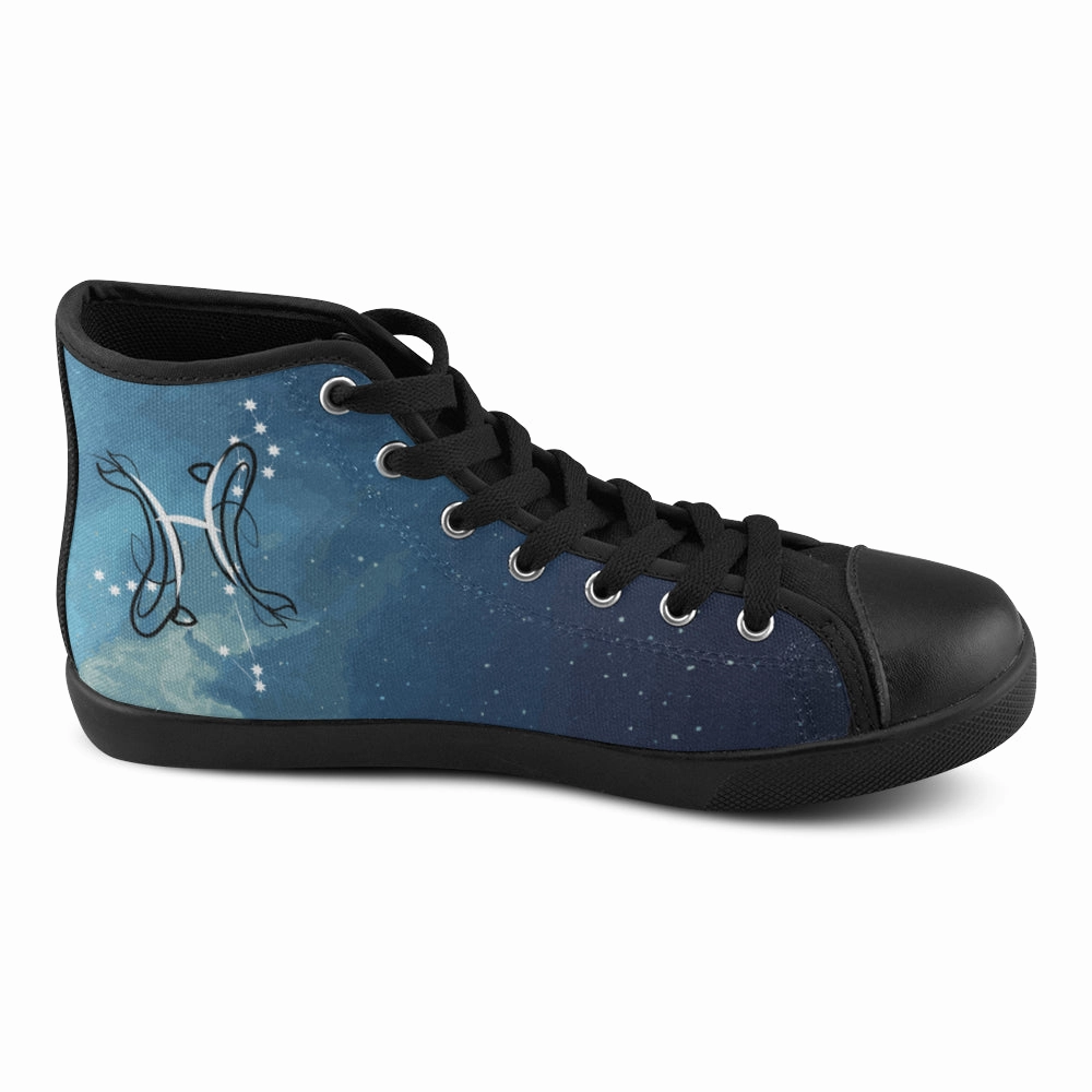 Women's Big Size Pisces Constellation Zodiac Print Canvas High Top Shoes High Heels For Tall