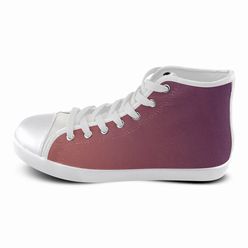 Round Toe High Heel Shoes Women's Big Size Purple-Mauve Solids Print High Top Canvas Shoes