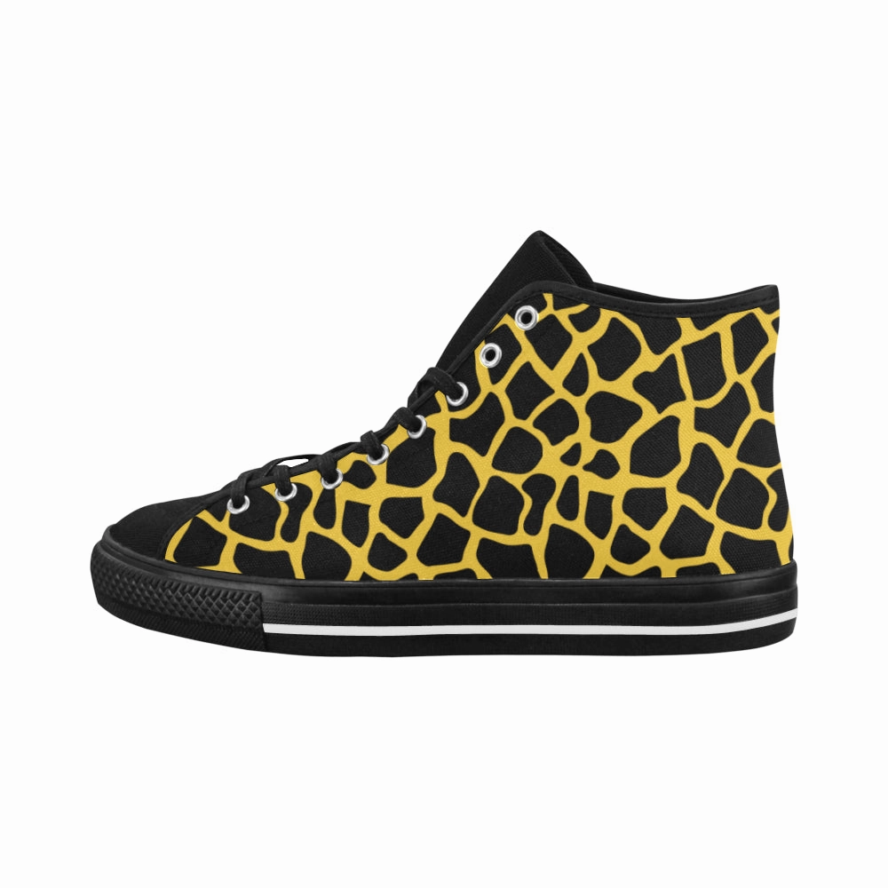 Stiletto Heels Women's Black Giraffe Print High Top Canvas Shoes