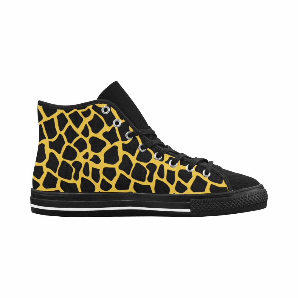 Bplaka High Heels Women's Black Giraffe Print High Top Canvas Shoes