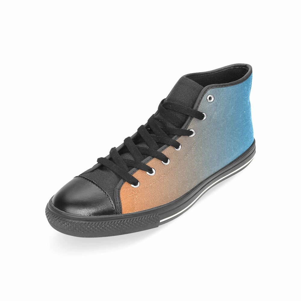 Discount High Heels Women's Bluish Orange Solids Print Canvas High Top Shoes