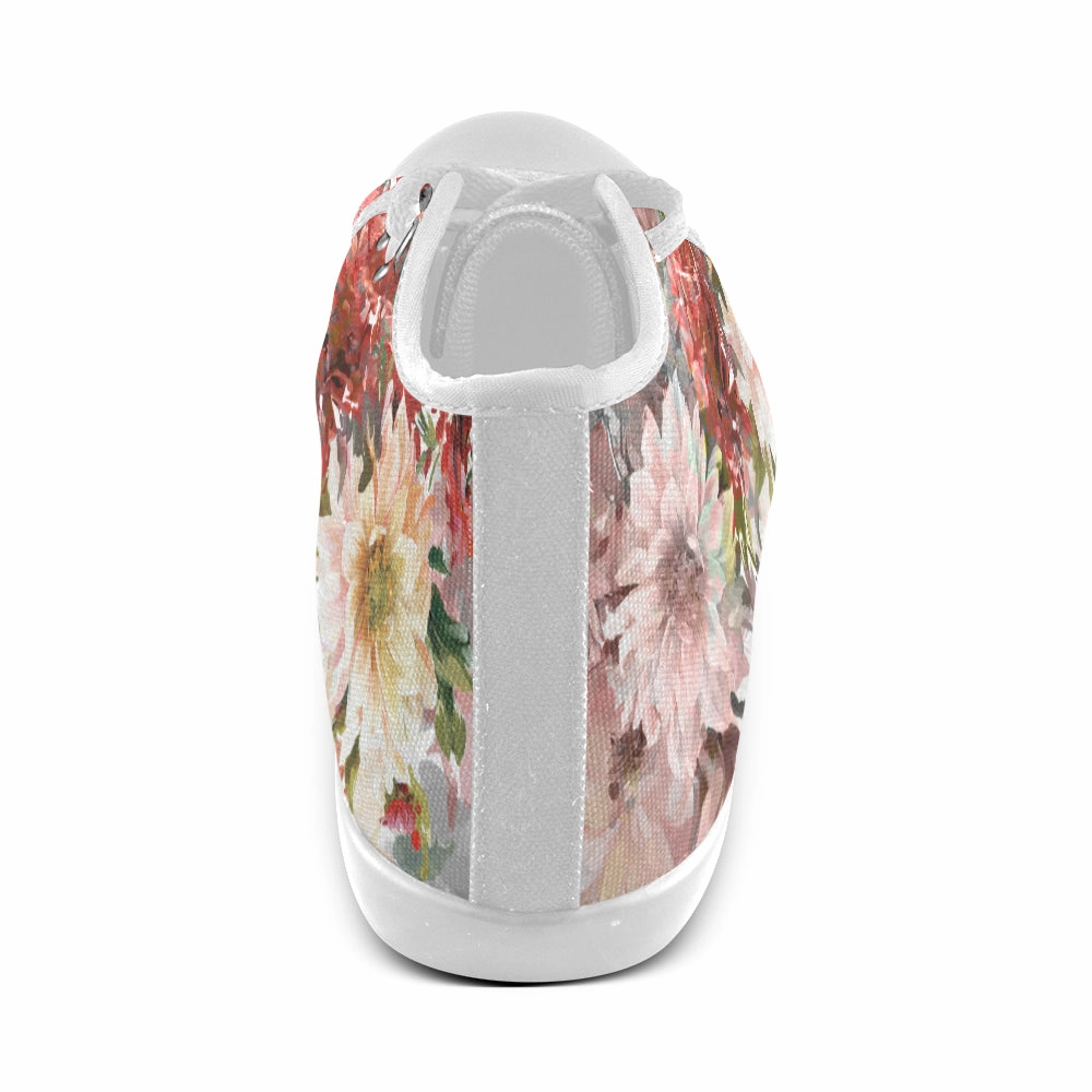Women's Bouquet Floral Print Canvas High Top Shoes Replace Heel Tips High Heels