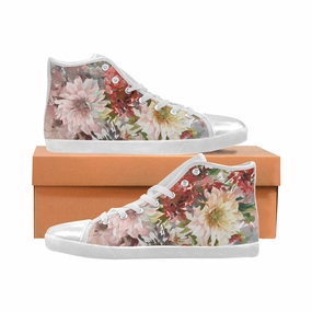 High Heels Reviews Women's Bouquet Floral Print Canvas High Top Shoes