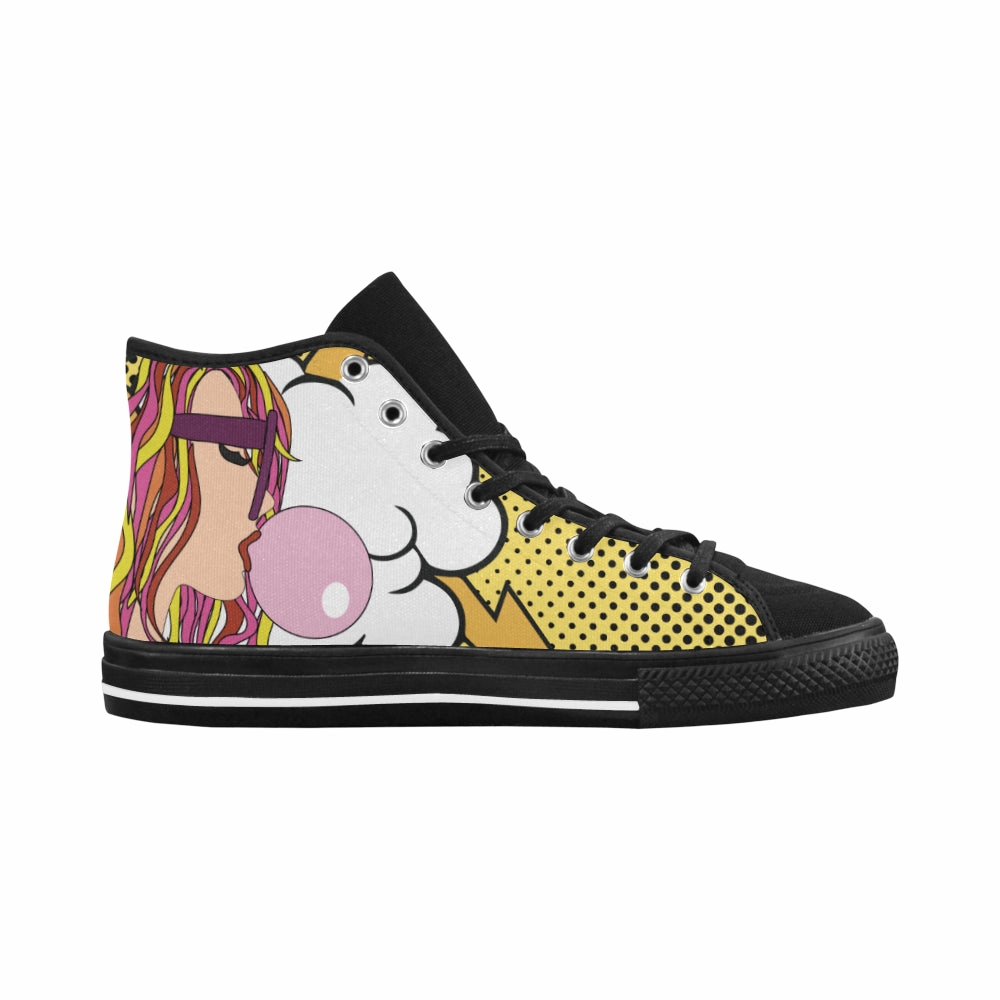 Women's Bubble Gum Pop Art Print Canvas High Top Shoes Renee Heels