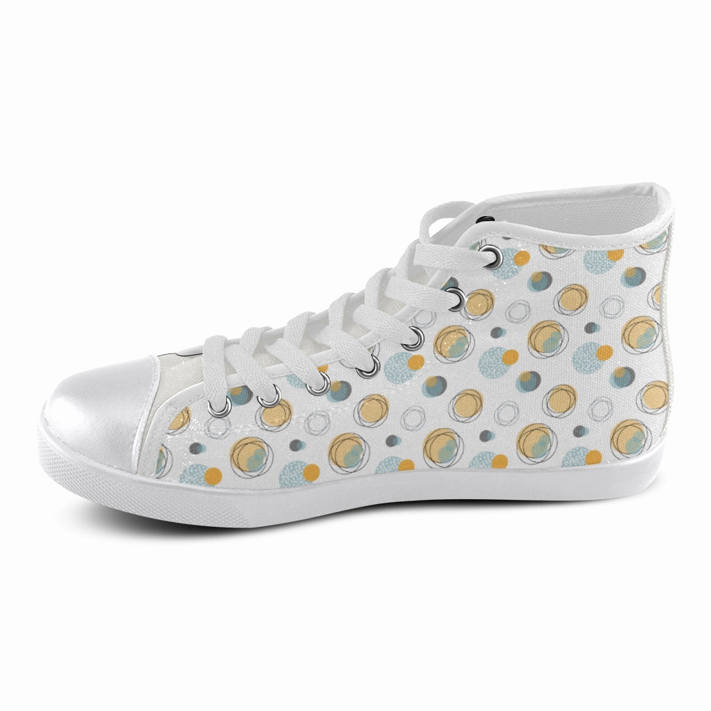Women's Bubbly Polka Print Canvas High Top Shoes Hell On Heels