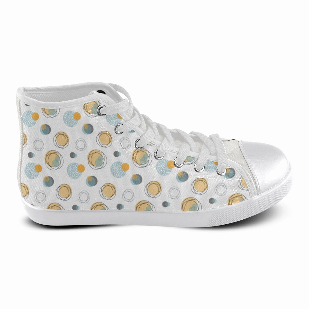 Women's Bubbly Polka Print Canvas High Top Shoes Trample With High Heels