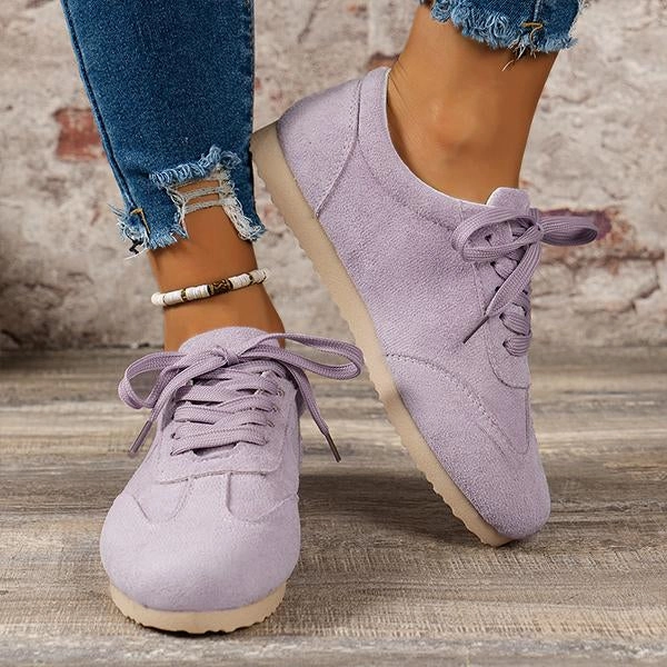 Women's Casual Suede Flat Lace Up Running Shoes 09468307S Tennis Shoes For Running
