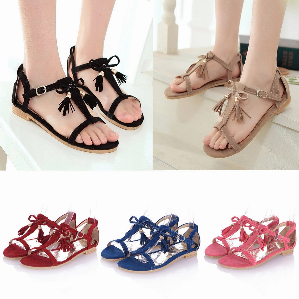 Ladies Print Flat Shoes Women Sandals  Bohemia low heel wedges casual single shoes Sandalias Femininas Thong Shoes Women