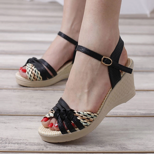 Suede Sandals Women Sandals Bohemian Wedge Sandals Summer Women Shoes Comfortable Fashion Woven Shoes Women Beach Sandals
