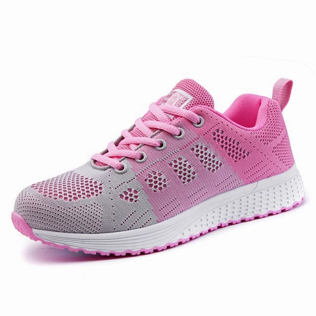 Women Shoes 2019 White Sneakers For Women Breathable Walking Vulcanized Shoes Sport Flyknit Casual Shoes Flat Gym Tenis Feminino Working Out In Flat Shoes