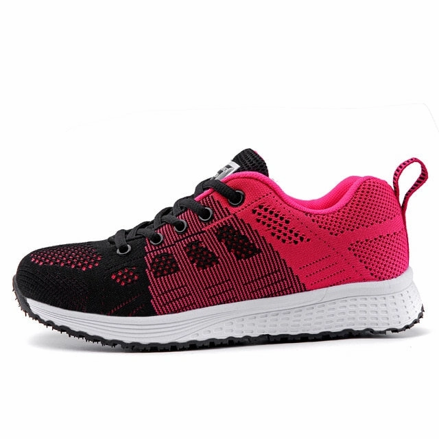 Women Shoes 2019 White Sneakers For Women Breathable Walking Vulcanized Shoes Sport Flyknit Casual Shoes Flat Gym Tenis Feminino Comfortable Wide Flat Shoes