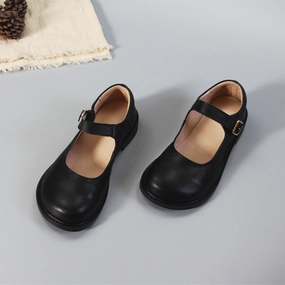 Womens Leather Mary Jane Flats Wide Toe Box Shoes Comfortable Shoes For Wedding
