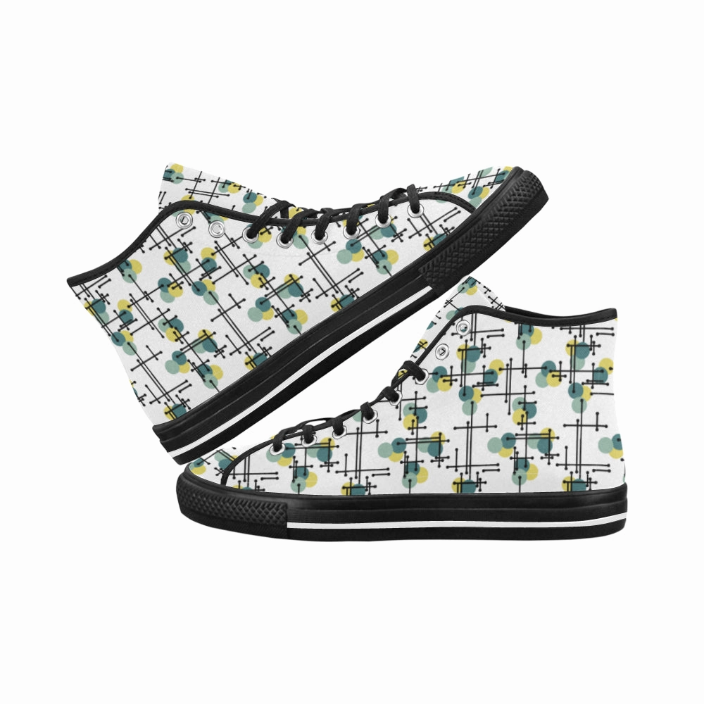 Women's Atomic Black Polka Print Canvas High Top Shoes She Wears High Heels I Wear Sneakers Taylor Swift