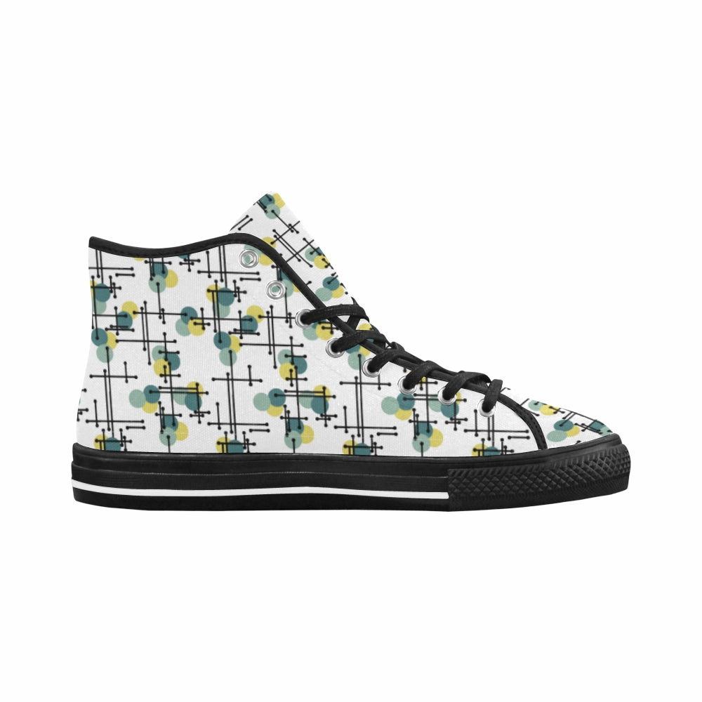 High Heels Dress Song Women's Atomic Black Polka Print Canvas High Top Shoes
