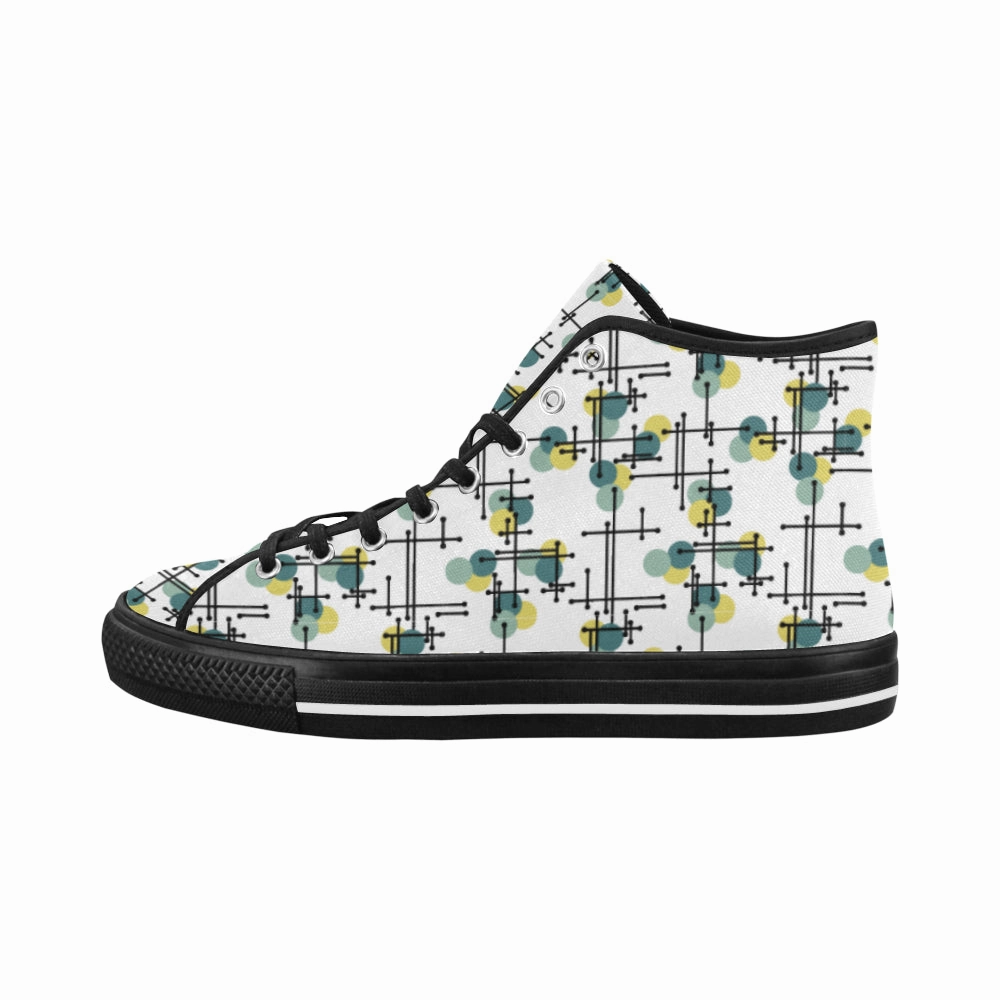 Birkenstock High Heels Women's Atomic Black Polka Print Canvas High Top Shoes