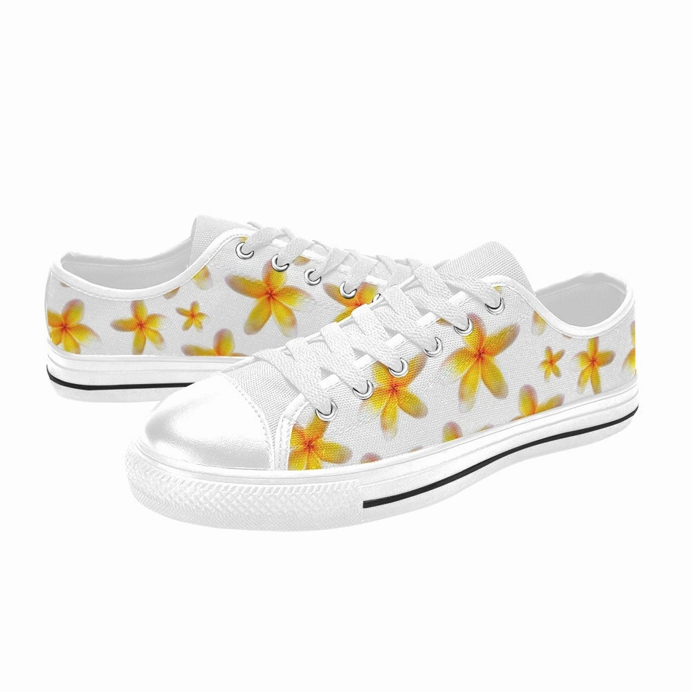 Yellow Frangipanis White Low Rise Shoes up to size 12 Flat Shoes With Heel