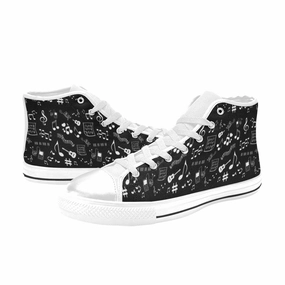 Musical Notes High Top Canvas Women's Shoes Therapy Shoes Ballet Flats