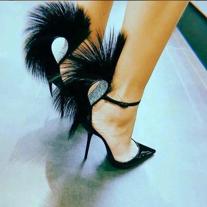 High Top Heel Shoes        High Quality Women's Fur, Feather and Diamond Shoes
