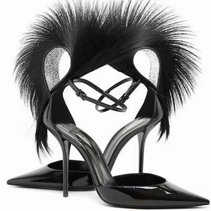        High Quality Women's Fur, Feather and Diamond Shoes High Heels Club
