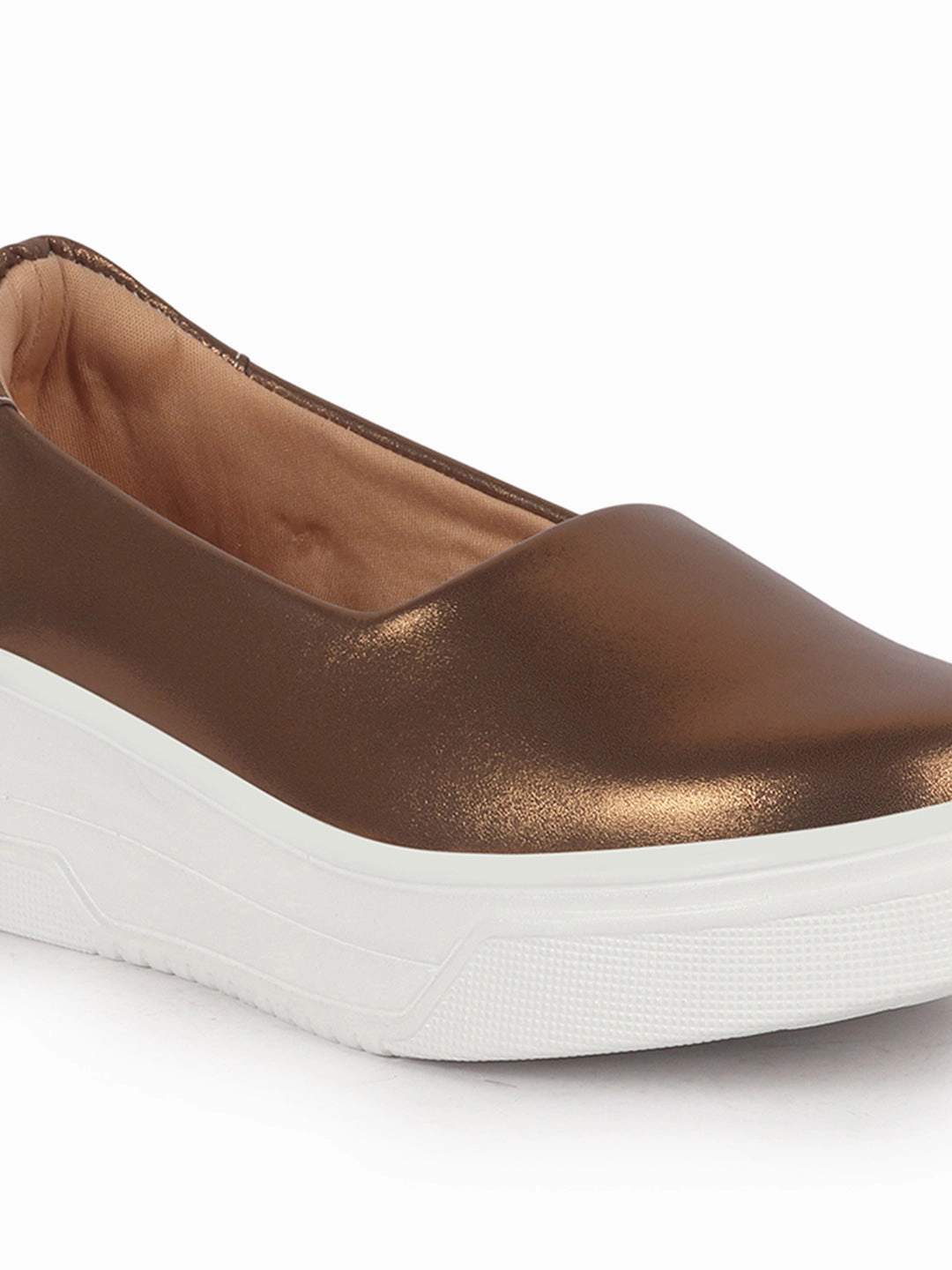 Summer Casual Work Shoes Women Copper Height Enhancer Lightweight Glitter Slip On Shoes|Memory Cushion Insole|Party Slip On All Season Casual Shoe