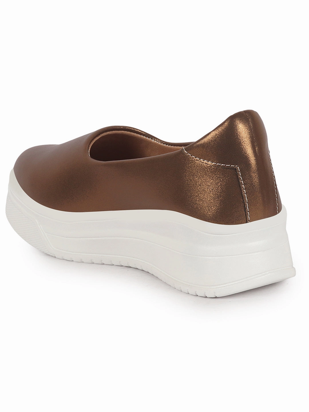 Women Copper Height Enhancer Lightweight Glitter Slip On Shoes|Memory Cushion Insole|Party Slip On All Season Casual Shoe Casual Skate Shoes