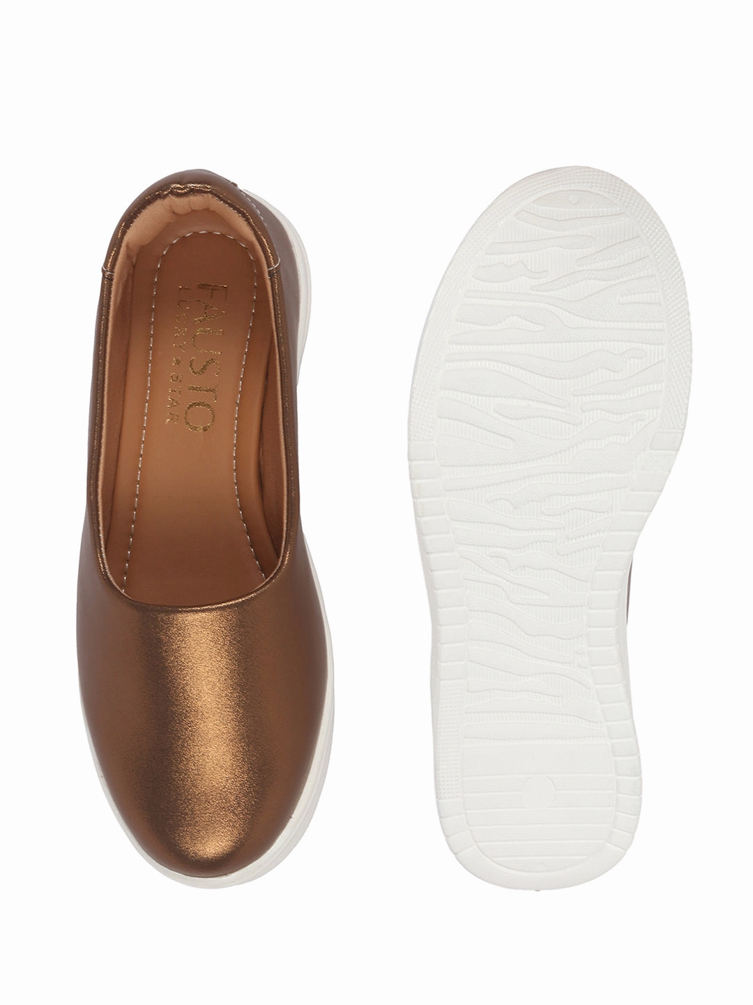 Comfortable Casual Shoes With Arch Support Women Copper Height Enhancer Lightweight Glitter Slip On Shoes|Memory Cushion Insole|Party Slip On All Season Casual Shoe