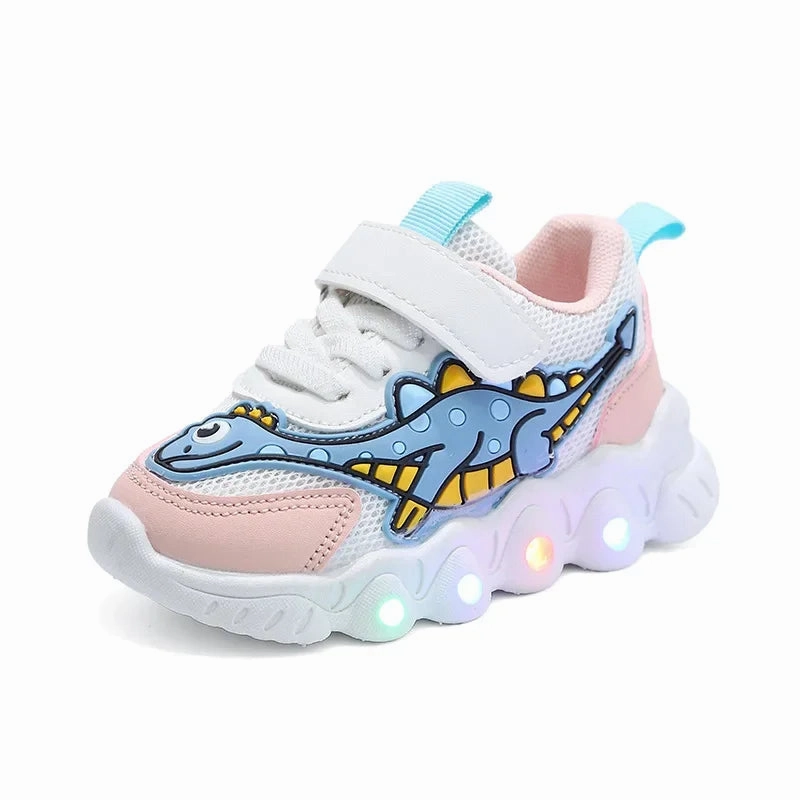 Zapatillas LED Kid Cartoon Dinosaur Boy Casual Sneaker Boy Kid Shoe Girl Mesh Breathable Shoe Baby Illuminated Shoe Tennis Shoes Paloma Barcelo Sneakers